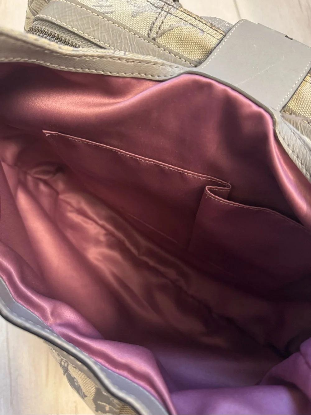 Coach Gray & Cream Signature Canvas Shoulder Bag PINK Lined